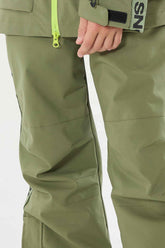 Kids’ Army Green Insulated Snow Pants with Suspenders